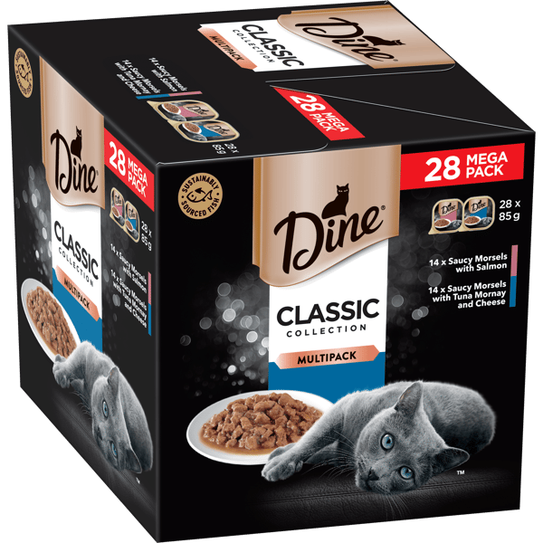 image DINE%20Classic%20Collection%20Saucy%20Morsels%20with%20Salmon%20%26%20Saucy%20Morsels%20with%20Tuna%20Mornay%20and%20Cheese%2028pk-0-min