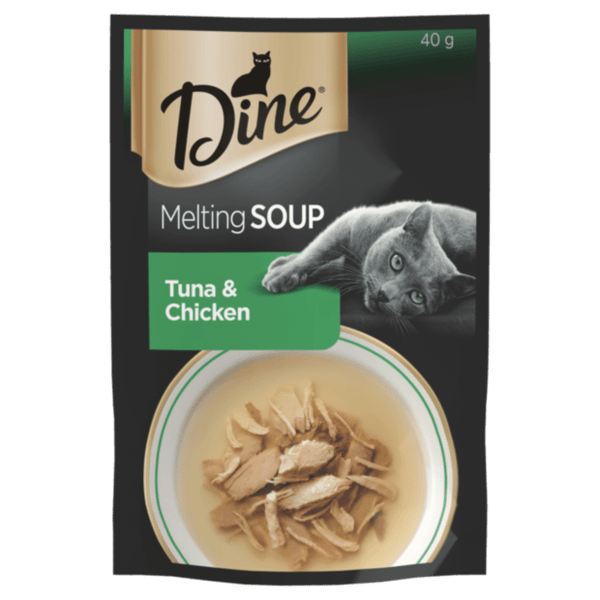 image DINE%20Melting%20Soup%20Adult%20Wet%20Cat%20Food%20Tuna%20%26%20Chicken%20Pouch%2040g_0-min