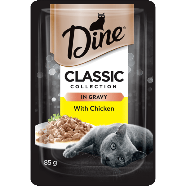 image DINE%20Wet%20Cat%20Food%20Classic%20Collection%20Chicken%20In%20Gravy%2085g%20Pouch-0-min