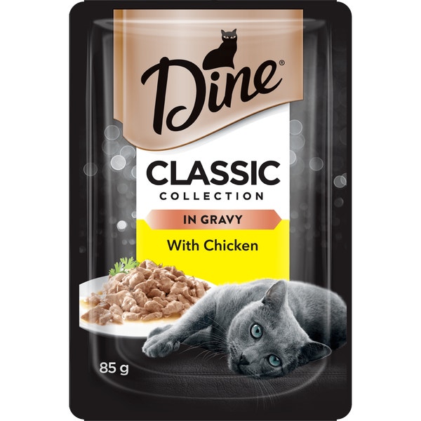 image DINE%20Wet%20Cat%20Food%20Classic%20Collection%20Chicken%20In%20Gravy%2085g%20Pouch-0-min