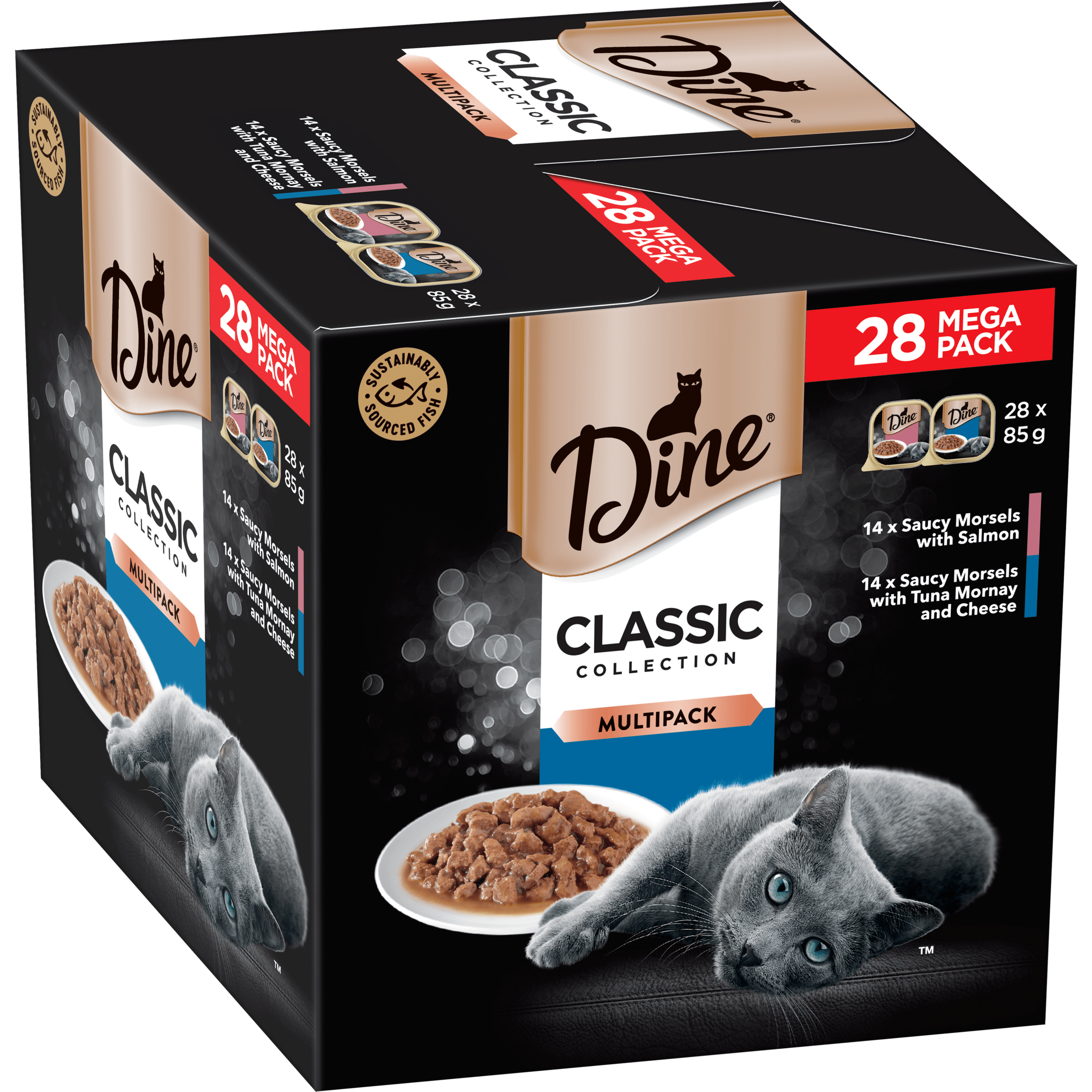 image DINE%20Classic%20Collection%20Saucy%20Morsels%20with%20Salmon%20%26%20Saucy%20Morsels%20with%20Tuna%20Mornay%20and%20Cheese%2028pk-0-min