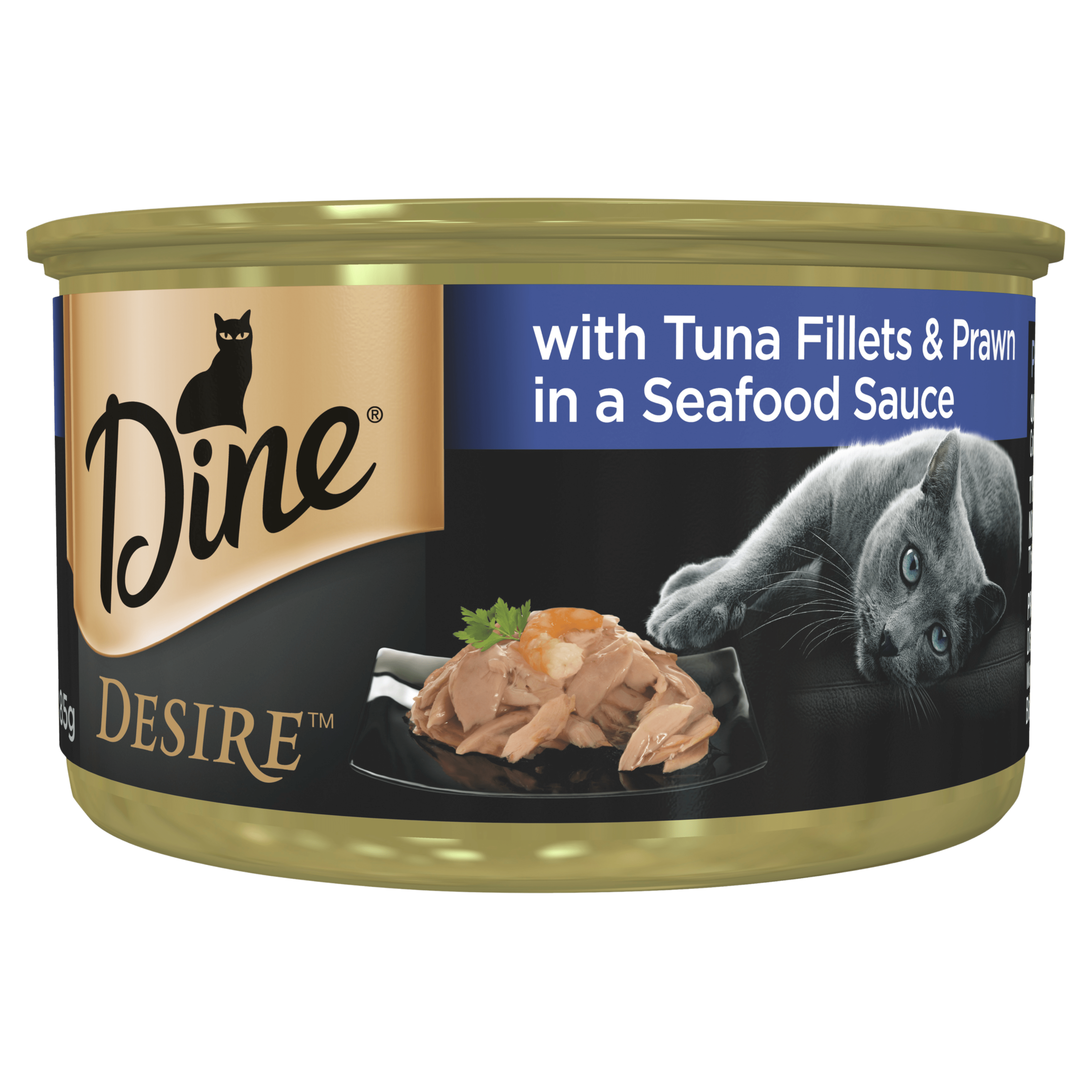 image DINE%20DESIRE%20Grain%20Free%20Tuna%20Fillets%20%26%20Prawn%20in%20Sauce%20Can%2085g-min