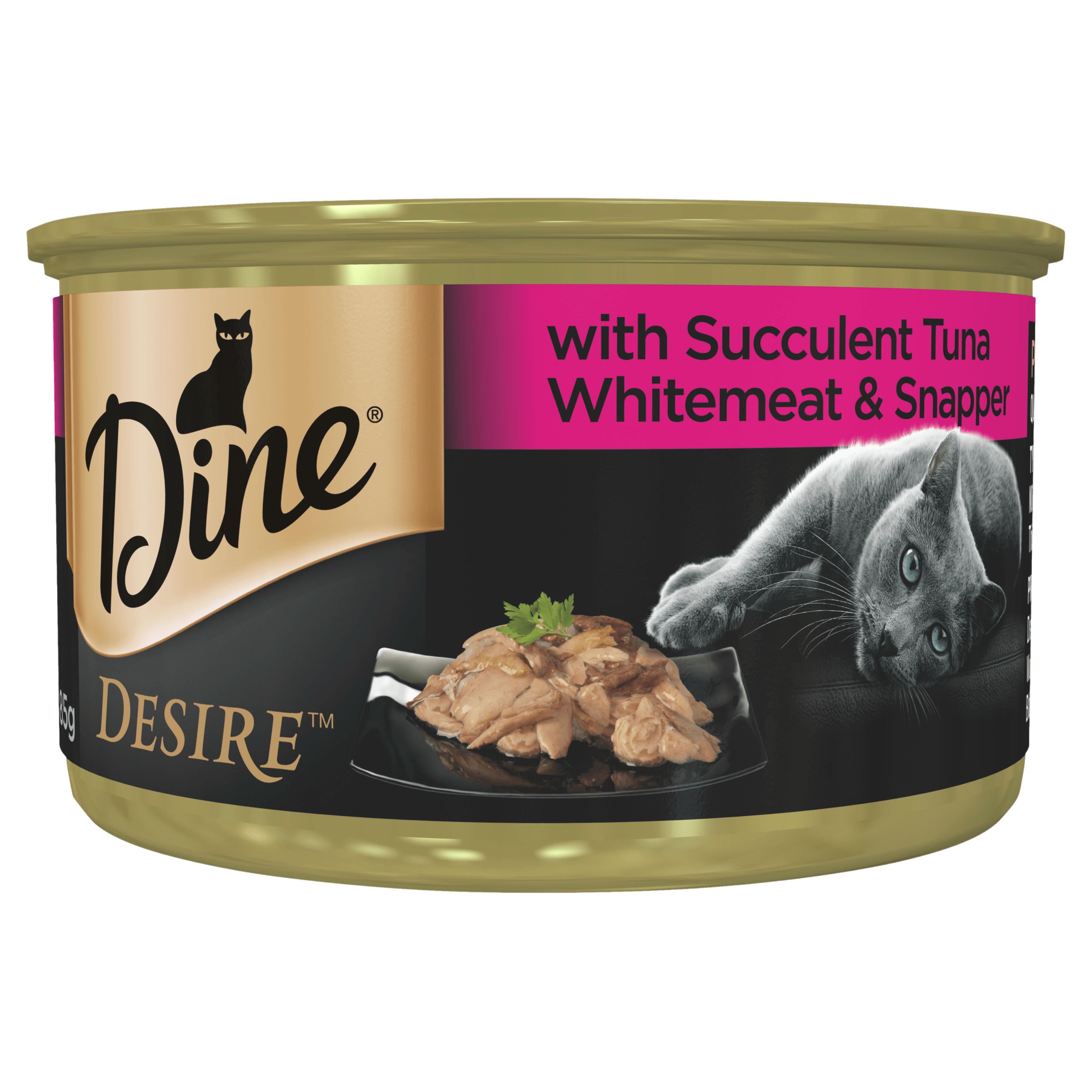 image DINE%20DESIRE%20Grain%20Free%20Wet%20Cat%20Food%20Tuna%20Whitemeat%20%26%20Snapper%2085g-min