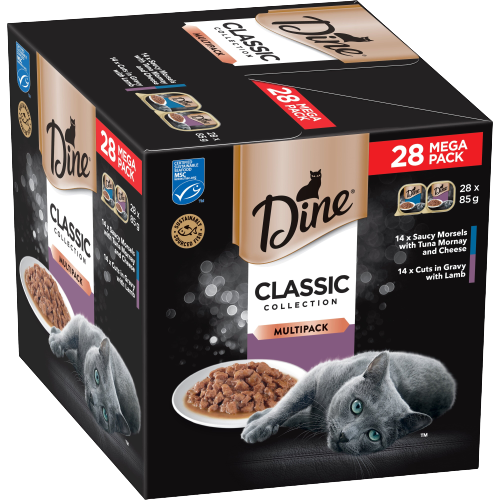 image DINE_Classic_Collection_Tuna_Mornay_Cheese_Cuts_in_Gravy_with_Lamb_28pk