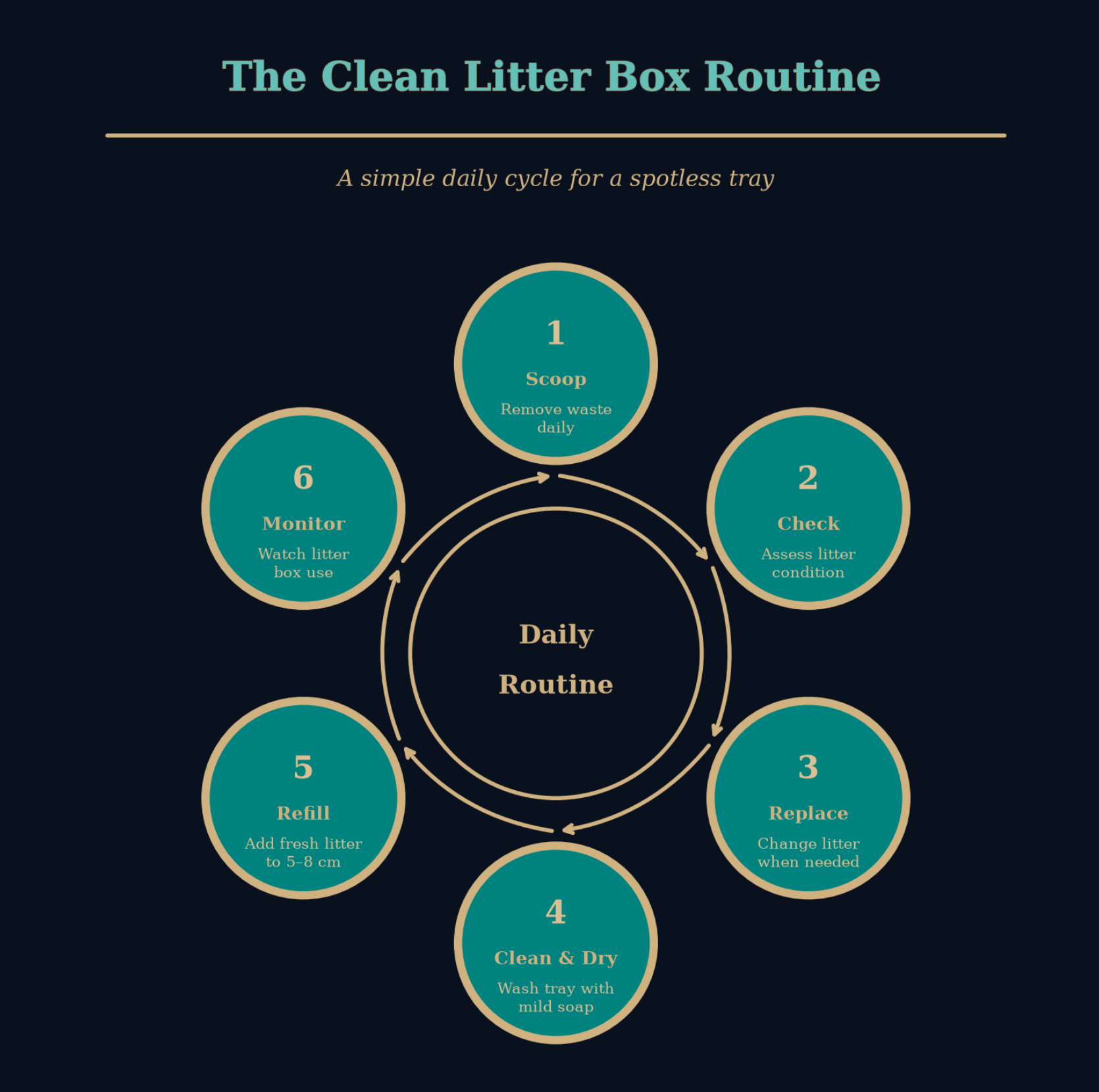 The clean litter box routine